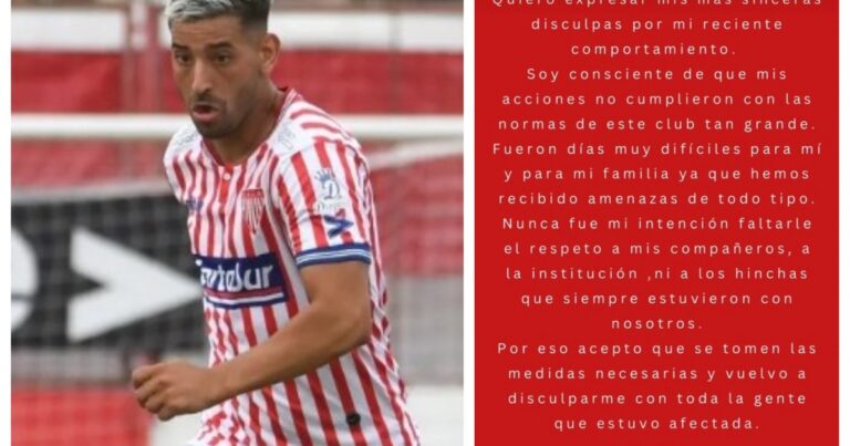 Se disculpó el jugador que fue echado de Los Andes