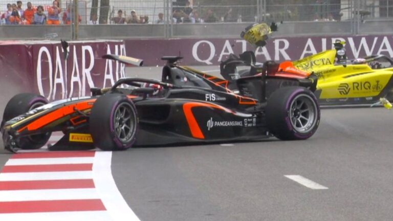 Fuerte choque en la Fórmula 2: la arriesgada maniobra de un piloto que provocó la bandera roja
