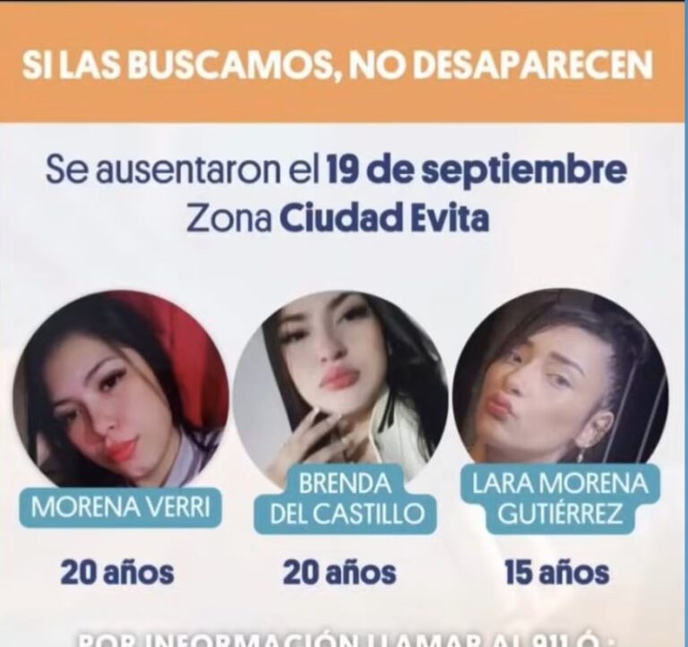 Hallaron muertas a Brenda, Morena y Lara, las jóvenes que desaparecieron el viernes en La Matanza