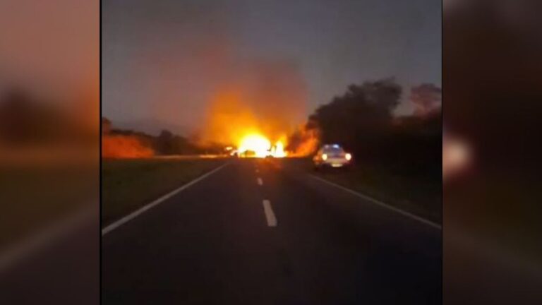 Corte total en la Ruta 66 por el incendio de un camión en la zona