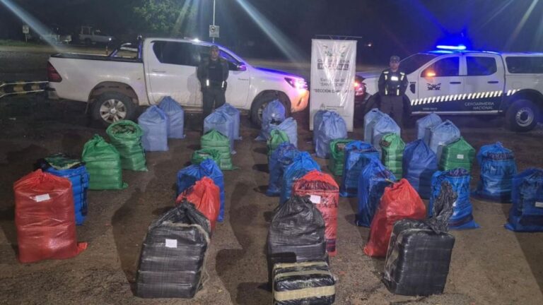Evadió un control y abandonó una camioneta con casi una tonelada de hojas de coca